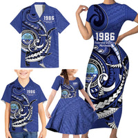 Personalized FSM 1986 Independence Day Family Matching Short Sleeve Bodycon Dress and Hawaiian Shirt Polynesian Shark Tattoo Style LT9 - Polynesian Pride