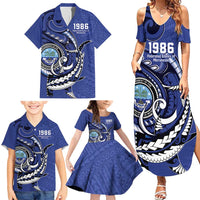 Personalized FSM 1986 Independence Day Family Matching Summer Maxi Dress and Hawaiian Shirt Polynesian Shark Tattoo Style LT9 - Polynesian Pride