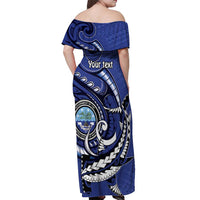 Personalized FSM 1986 Independence Day Off Shoulder Maxi Dress Polynesian Shark Tattoo Style LT9 - Polynesian Pride