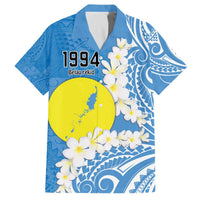 Personalized Palau 1994 Belau Rekid Family Matching Puletasi and Hawaiian Shirt Polynesian Plumeria Style LT9 Dad's Shirt - Short Sleeve Blue - Polynesian Pride