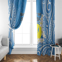Personalized Palau 1994 Belau Rekid Window Curtain Polynesian Plumeria Style