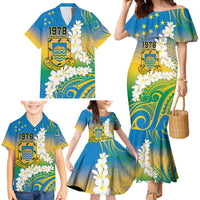 Personalised Tuvalu 1978 Independence Day Family Matching Mermaid Dress and Hawaiian Shirt Polynesian Plumeria Style LT9 - Polynesian Pride