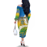 Personalised Tuvalu 1978 Independence Day Family Matching Off The Shoulder Long Sleeve Dress and Hawaiian Shirt Polynesian Plumeria Style LT9 - Polynesian Pride