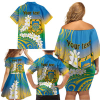 Personalised Tuvalu 1978 Independence Day Family Matching Off Shoulder Short Dress and Hawaiian Shirt Polynesian Plumeria Style LT9 - Polynesian Pride