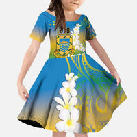 Personalised Tuvalu 1978 Independence Day Family Matching Puletasi and Hawaiian Shirt Polynesian Plumeria Style LT9 Daughter's Dress Gradient - Polynesian Pride