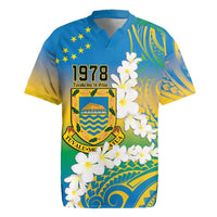 Personalised Tuvalu 1978 Independence Day Rugby Jersey Polynesian Plumeria Style LT9 Gradient - Polynesian Pride