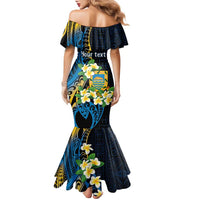 Personalised Tuvalu Beautiful Plumeria Flower Family Matching Mermaid Dress and Hawaiian Shirt LT9 - Polynesian Pride