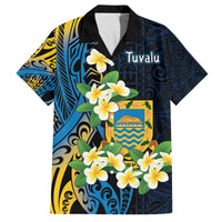 Personalised Tuvalu Beautiful Plumeria Flower Family Matching Off The Shoulder Long Sleeve Dress and Hawaiian Shirt LT9 Dad's Shirt - Short Sleeve Black - Polynesian Pride