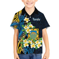 Personalised Tuvalu Beautiful Plumeria Flower Family Matching Tank Maxi Dress and Hawaiian Shirt LT9 Son's Shirt Black - Polynesian Pride