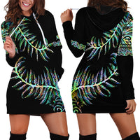New Zealand Hoodie Dress Aotearoa Silver Fern Mixed Papua Shell Green Vibe LT9 - Polynesian Pride