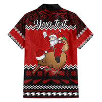 Personalised New Zealand Christmas Family Matching Long Sleeve Bodycon Dress and Hawaiian Shirt Kiwi Santa Claus Maori Meri Kirihimete LT9 - Polynesian Pride