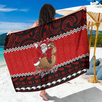 Personalised New Zealand Christmas Sarong Kiwi Santa Claus Maori Meri Kirihimete LT9 One Size 44 x 66 inches Red - Polynesian Pride