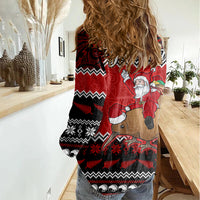 Personalised New Zealand Christmas Women Casual Shirt Kiwi Santa Claus Maori Meri Kirihimete LT9 - Polynesian Pride