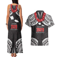 Samoa Black Saturday Couples Matching Tank Maxi Dress and Hawaiian Shirt Samoa mo Samoa with Black Ula Fala