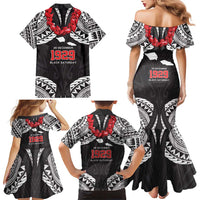 Samoa Black Saturday Family Matching Mermaid Dress and Hawaiian Shirt Samoa mo Samoa with Black Ula Fala