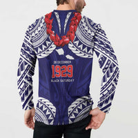 Samoa Black Saturday Button Sweatshirt Samoa mo Samoa with Blue Ula Fala