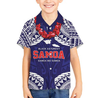 Samoa Black Saturday Family Matching Puletasi and Hawaiian Shirt Samoa mo Samoa with Blue Ula Fala