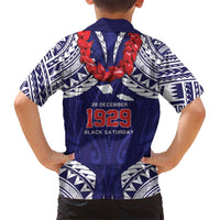 Samoa Black Saturday Kid Hawaiian Shirt Samoa mo Samoa with Blue Ula Fala