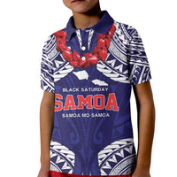 Samoa Black Saturday Kid Polo Shirt Samoa mo Samoa with Blue Ula Fala