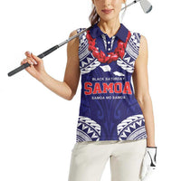 Samoa Black Saturday Women Sleeveless Polo Shirt Samoa mo Samoa with Blue Ula Fala