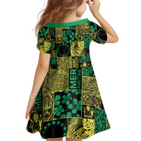 Cook Islands Mere Kiritimiti Family Matching Long Sleeve Bodycon Dress and Hawaiian Shirt Pacific Patchwork Xmas Vibes - Polynesian Pride