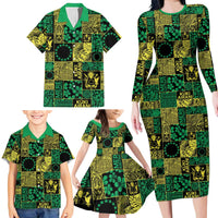 Cook Islands Mere Kiritimiti Family Matching Long Sleeve Bodycon Dress and Hawaiian Shirt Pacific Patchwork Xmas Vibes - Polynesian Pride