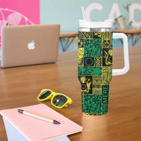Cook Islands Mere Kiritimiti Tumbler With Handle Pacific Patchwork Xmas Vibes - Polynesian Pride