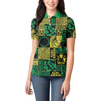Cook Islands Mere Kiritimiti Women Polo Shirt Pacific Patchwork Xmas Vibes - Polynesian Pride