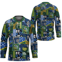 Solomon Islands Meri Kirihimete Hockey Jersey Pacific Patchwork Xmas Vibes - Polynesian Pride