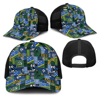 Solomon Islands Meri Kirihimete Mesh Trucker Cap Pacific Patchwork Xmas Vibes - Polynesian Pride
