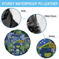 Solomon Islands Meri Kirihimete Spare Tire Cover Pacific Patchwork Xmas Vibes - Polynesian Pride