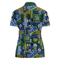 Solomon Islands Meri Kirihimete Women Polo Shirt Pacific Patchwork Xmas Vibes - Polynesian Pride