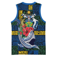 Solomon Islands Meri Kirihimete Basketball Jersey Funny Santa Riding Shark LT9 - Polynesian Pride