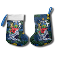 Solomon Islands Meri Kirihimete Christmas Stocking Funny Santa Riding Shark LT9 - Polynesian Pride