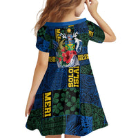 Solomon Islands Meri Kirihimete Family Matching Off The Shoulder Long Sleeve Dress and Hawaiian Shirt Funny Santa Riding Shark LT9 - Polynesian Pride