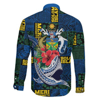 Solomon Islands Meri Kirihimete Family Matching Off Shoulder Maxi Dress and Hawaiian Shirt Funny Santa Riding Shark LT9 - Polynesian Pride