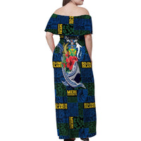 Solomon Islands Meri Kirihimete Family Matching Off Shoulder Maxi Dress and Hawaiian Shirt Funny Santa Riding Shark LT9 - Polynesian Pride
