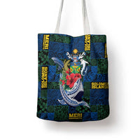 Solomon Islands Meri Kirihimete Tote Bag Funny Santa Riding Shark - Polynesian Pride