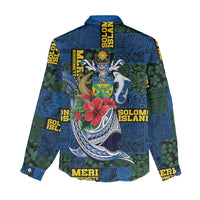 Solomon Islands Meri Kirihimete Women Casual Shirt Funny Santa Riding Shark - Polynesian Pride