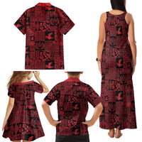 Black Tonga Kilisimasi Fiefia Family Matching Tank Maxi Dress and Hawaiian Shirt Pacific Patchwork Xmas Vibes LT9 - Polynesian Pride