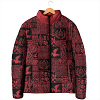 Black Tonga Kilisimasi Fiefia Padded Jacket Pacific Patchwork Xmas Vibes LT9 - Polynesian Pride