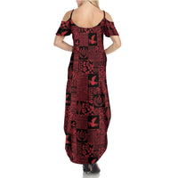 Black Tonga Kilisimasi Fiefia Summer Maxi Dress Pacific Patchwork Xmas Vibes - Polynesian Pride