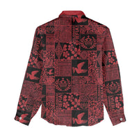 Black Tonga Kilisimasi Fiefia Women Casual Shirt Pacific Patchwork Xmas Vibes - Polynesian Pride