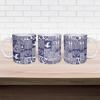 Blue Tonga Kilisimasi Fiefia Ceramic Mug Pacific Patchwork Xmas Vibes - Polynesian Pride