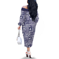 Blue Tonga Kilisimasi Fiefia Family Matching Off The Shoulder Long Sleeve Dress and Hawaiian Shirt Pacific Patchwork Xmas Vibes LT9 - Polynesian Pride