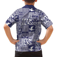 Blue Tonga Kilisimasi Fiefia Family Matching Off Shoulder Maxi Dress and Hawaiian Shirt Pacific Patchwork Xmas Vibes LT9 - Polynesian Pride