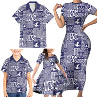 Blue Tonga Kilisimasi Fiefia Family Matching Short Sleeve Bodycon Dress and Hawaiian Shirt Pacific Patchwork Xmas Vibes LT9 - Polynesian Pride