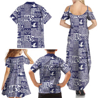 Blue Tonga Kilisimasi Fiefia Family Matching Summer Maxi Dress and Hawaiian Shirt Pacific Patchwork Xmas Vibes LT9 - Polynesian Pride
