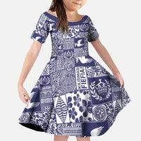 Blue Tonga Kilisimasi Fiefia Family Matching Tank Maxi Dress and Hawaiian Shirt Pacific Patchwork Xmas Vibes LT9 Daughter's Dress Blue - Polynesian Pride