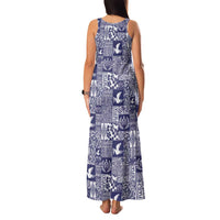 Blue Tonga Kilisimasi Fiefia Family Matching Tank Maxi Dress and Hawaiian Shirt Pacific Patchwork Xmas Vibes LT9 - Polynesian Pride